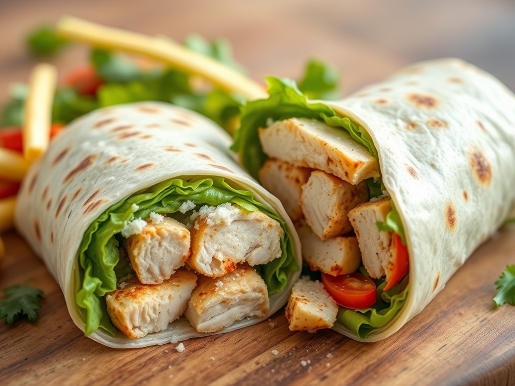Hähnchen-Caesar-Wrap mit Airfryer-Hähnchen
