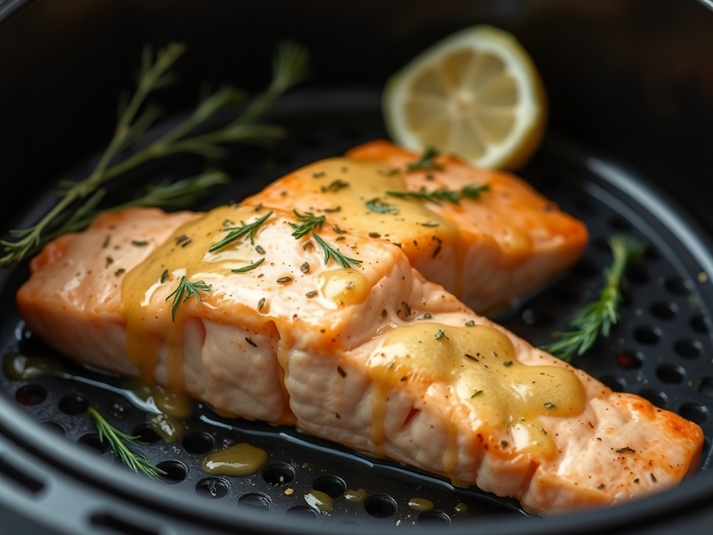 Lachs mit Dill-Senf-Glasur aus dem Airfryer