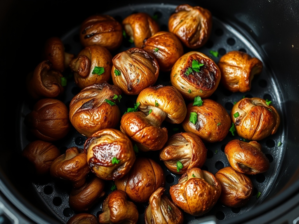 Pilze mit Knoblauch im Airfryer