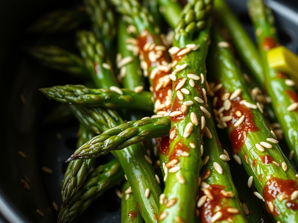 Spargel mit Sesam-Glasur im Airfryer