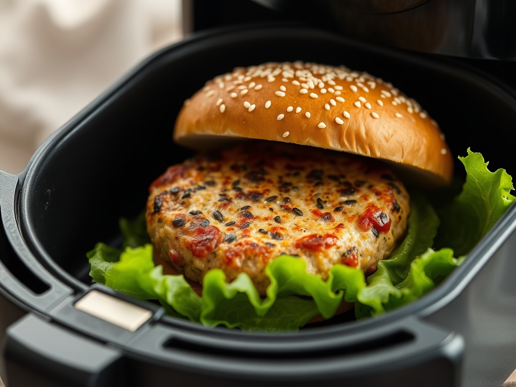Thunfisch-Burger aus dem Airfryer mit Avocado und Sesam-Mayo